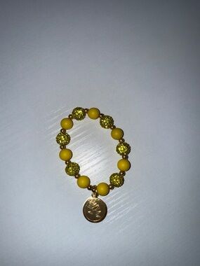 Limited Edition Rustic Cuff Yellow Bracelet with Beauty and the Beast Gold Charm